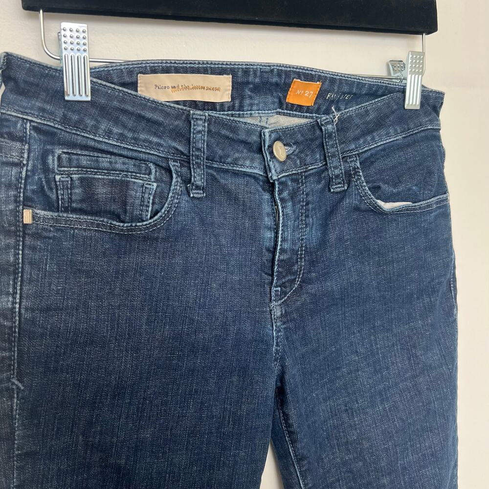 Pilcro No. 27 Full Flare Dark Wash Stretch Denim Jeans Womens Size 27 - Picture 3 of 12